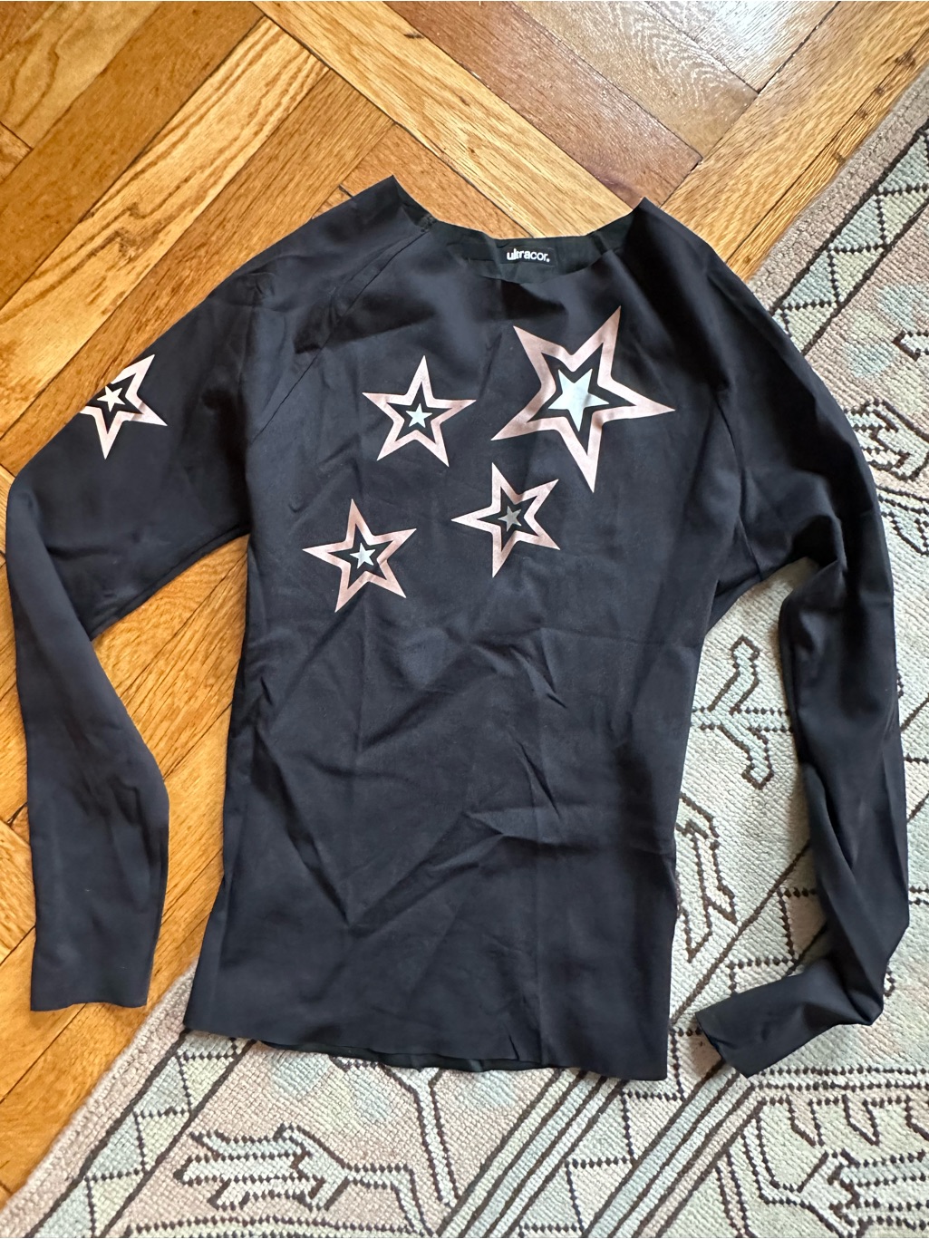 Ultracor Black Long Sleeve Top With Pink And Mint Star Graphics